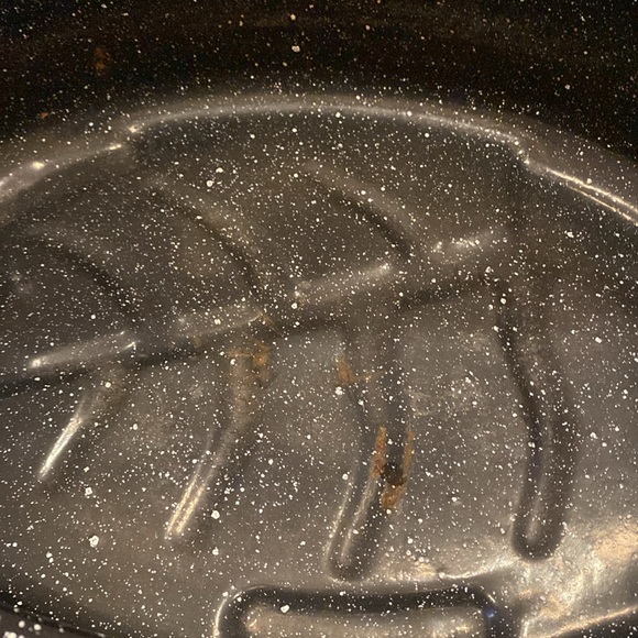 VTG enamelware black speckled oval lidded 16 inch roasting pan - Picture 7 of 12